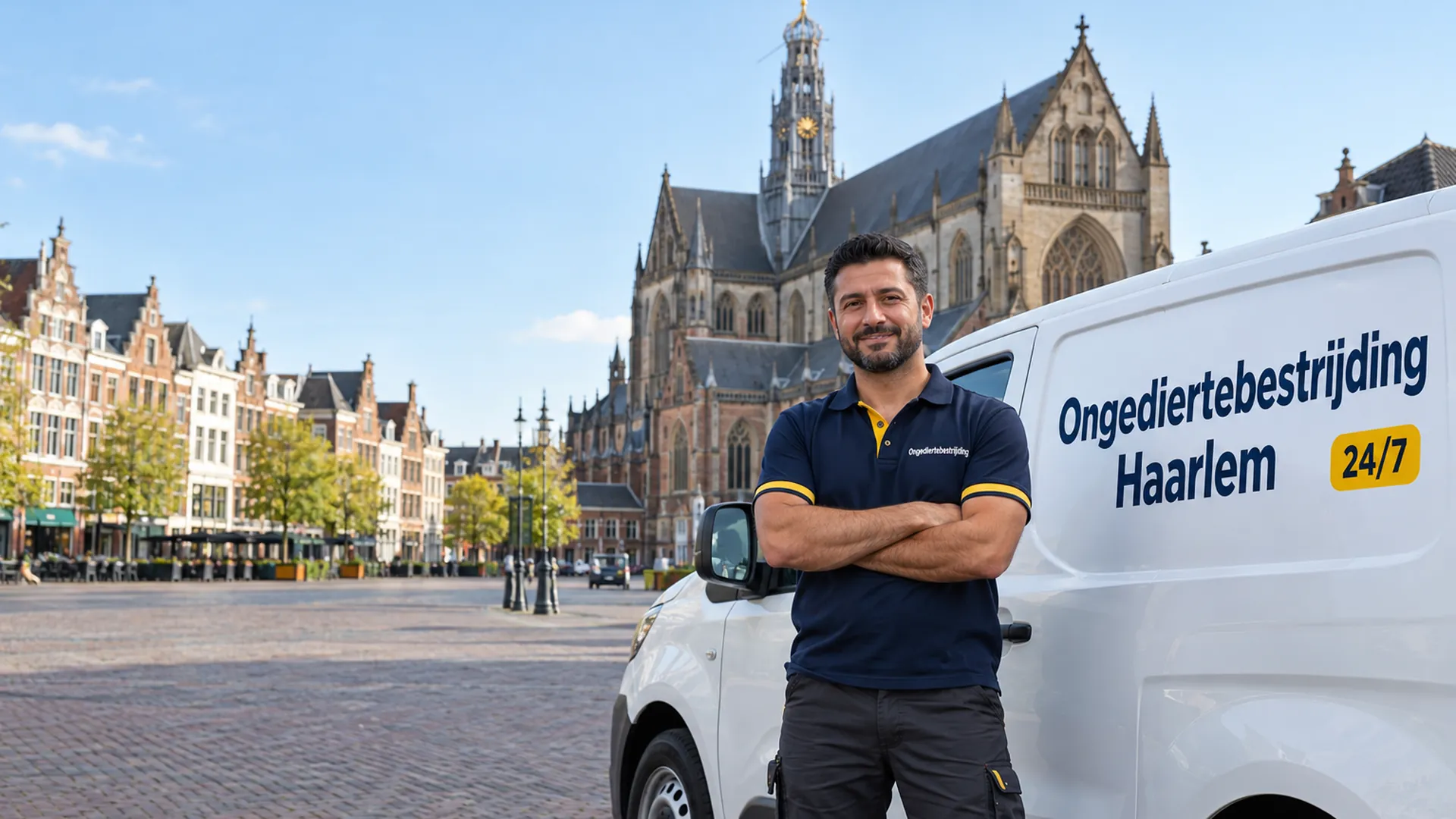 Ongediertebestrijding Haarlem: bestrijder van Ongediertebestrijding Haarlem bij de bedrijfsbus